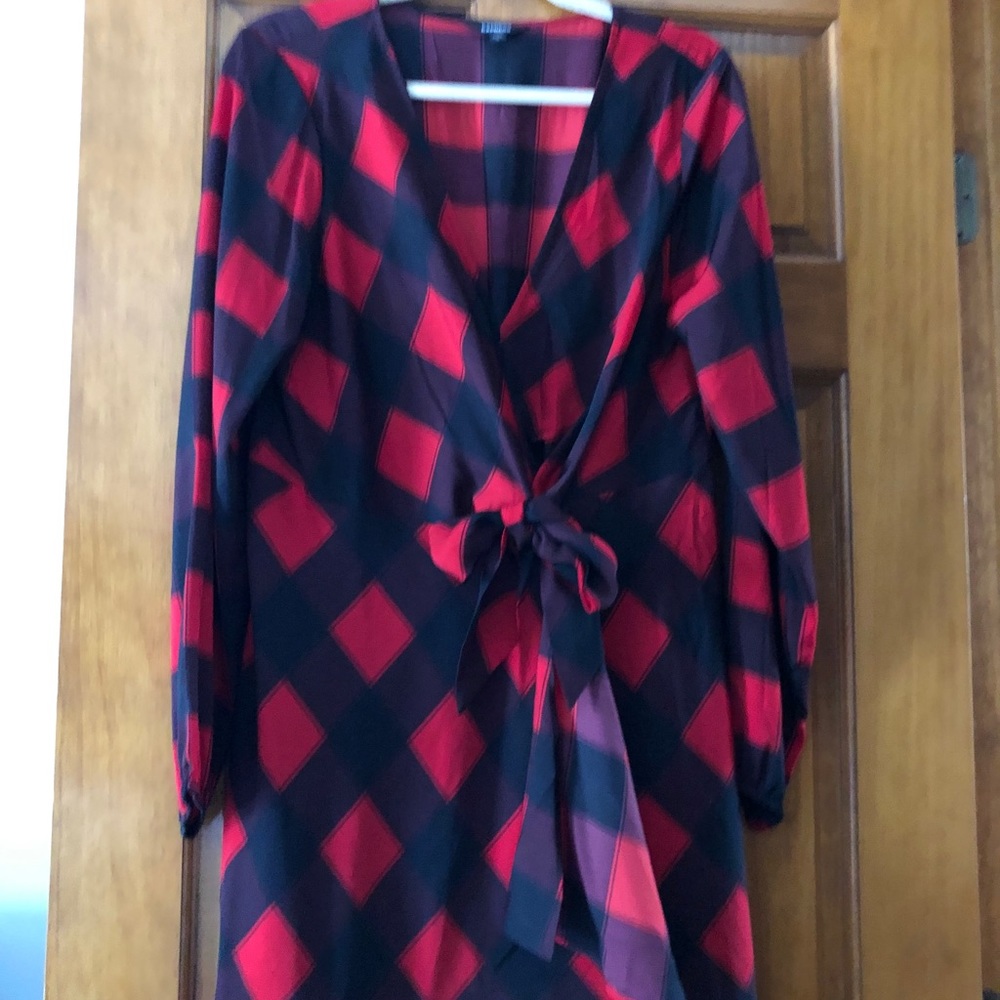 Express Red Plaid Tunic Size LG